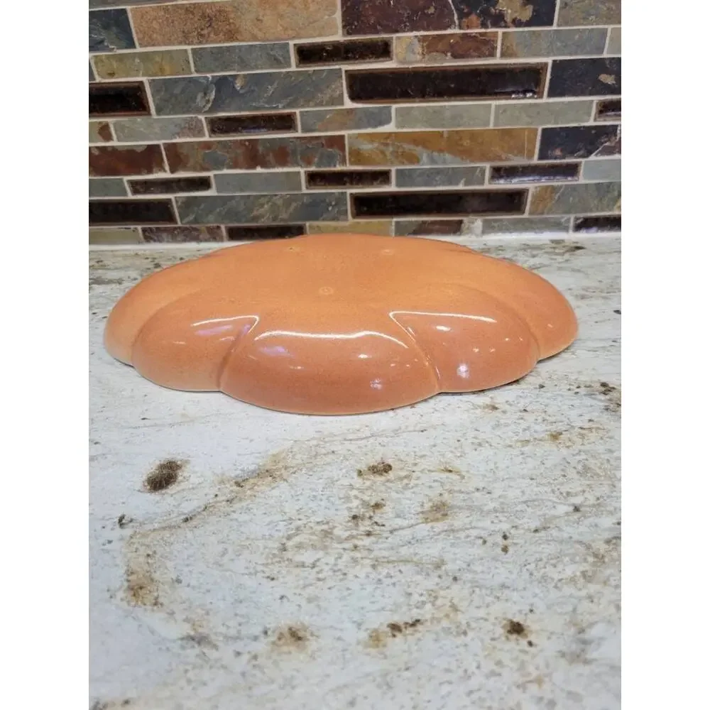 Vintage Red Wing Pottery Burnt Orange Scalloped Console Bowl Centerpiece MCM